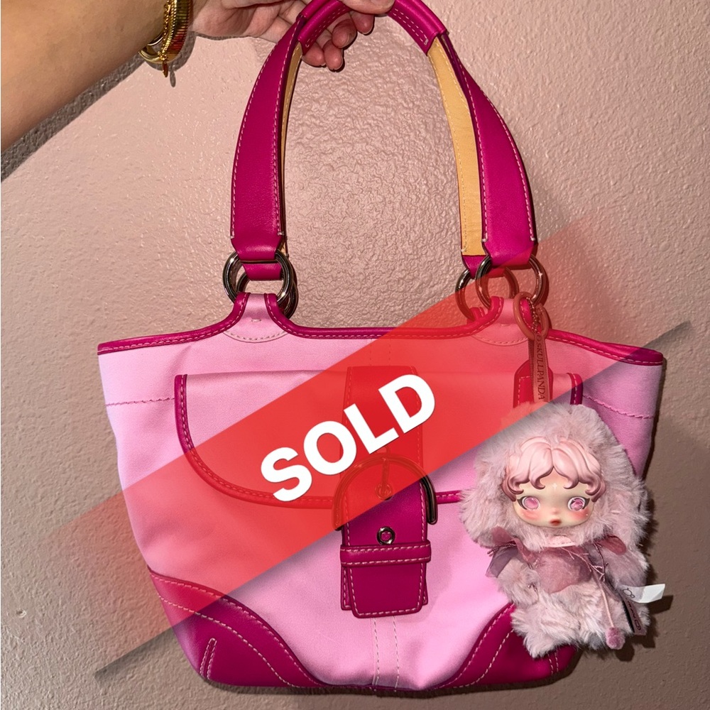 SOLD-Y2K Coach Soho Bag dual tone / Pink Leather w/Silver Buckle (2004)